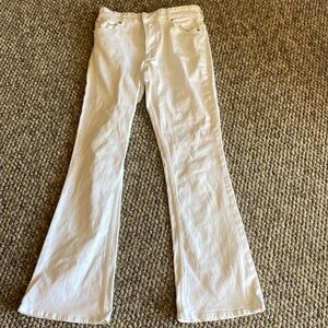H&M white flare high rise jeans